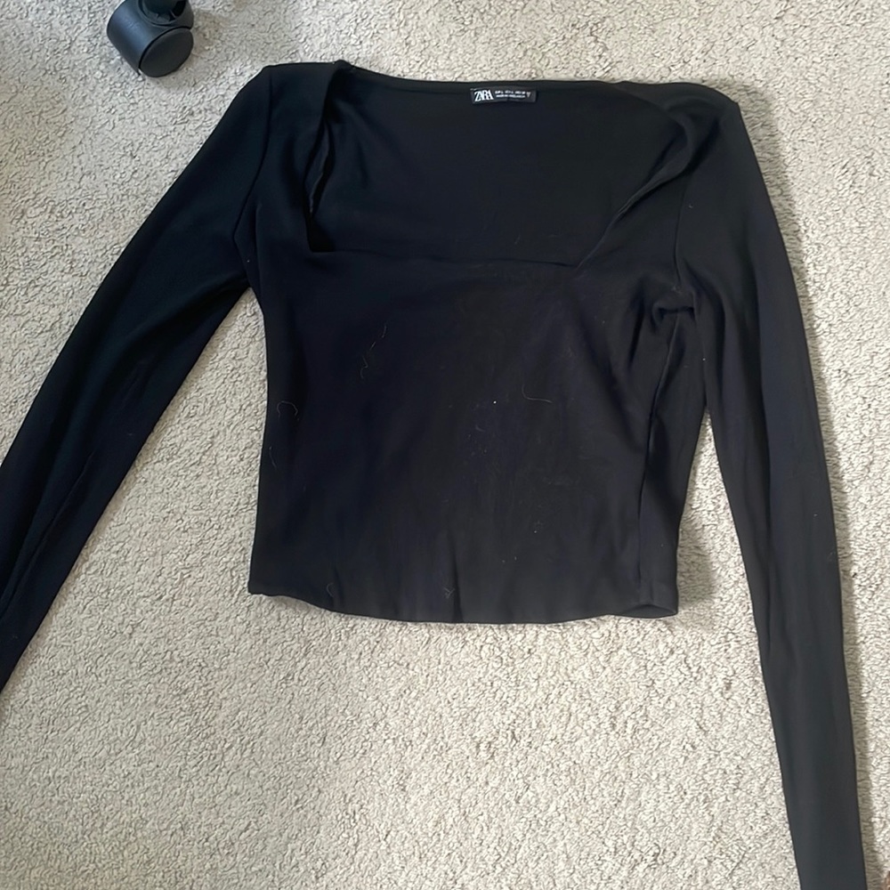 Zara square neck cropped long sleeve